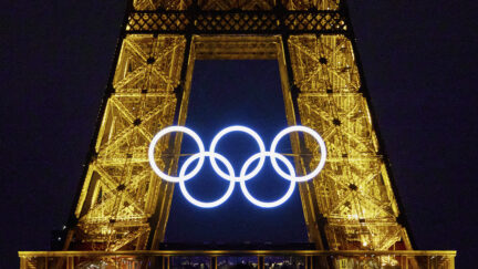 Eiffel Tower with Olympic rings