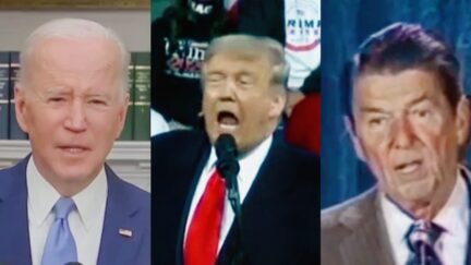 Joe Biden Donald Trump Ronald Reagan split image
