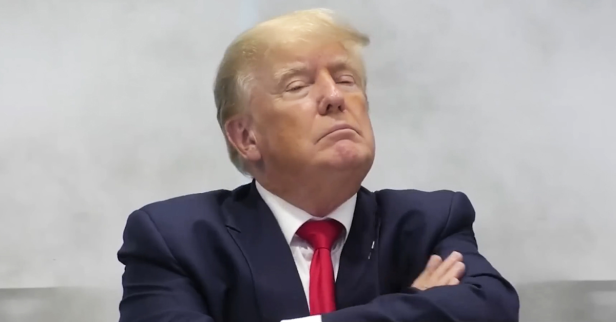 Trump gives judge stubborn face during deposition - image via screenshot