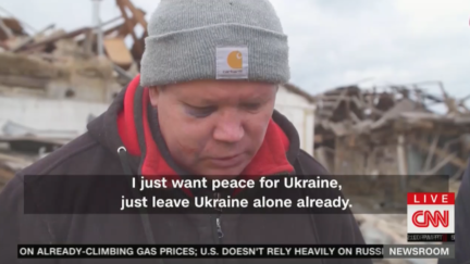 Ukrainian man whose family was killed during Russian shelling